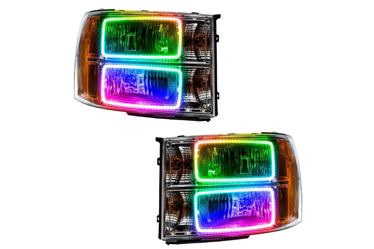 Oracle LED Halo Headlights: 07-13 GMC Sierra (Square Style / ColorShift RGB / No Controller) - Headlights