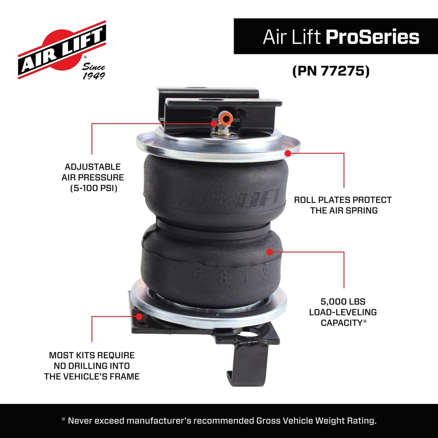 Air Lift Company 77275 0110 Silverado/Sierra 2500Hd/3500Hd 2Wd/4Wd Proseries Air Spring Kit | Chevy Silverado 2500HD 4WD