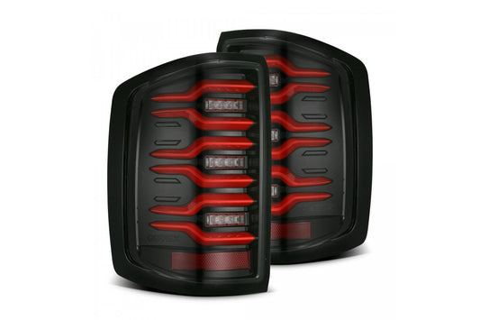 AlphaRex (LUXX-Series) 2014-2018 Chevrolet Silverado LED Tail Lights - Black-Red - Tail Lights (Image 1 of 5)