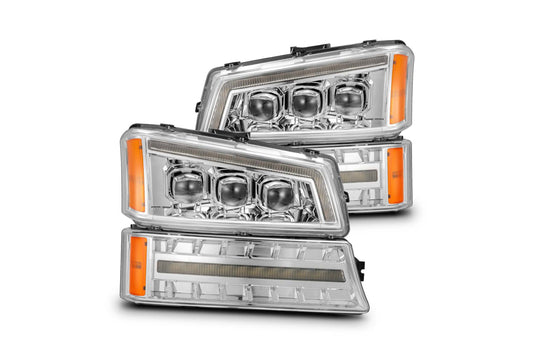 AlphaRex (NOVA-Series) (03-06) Chevrolet Silverado Projector Headlights with LED Bumper Lights - Chrome - Headlights (Image 1 of 6)