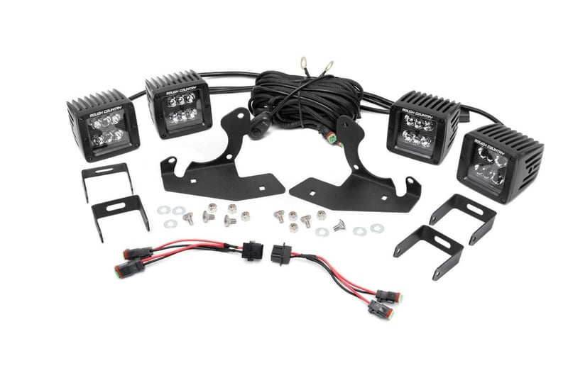 RC LED Light Kit | Fog | 2" Black Pairs x2 | White DRL | Chevy Silverado 1500/2500HD/3500HD 2WD/4WD (manufacturer page)