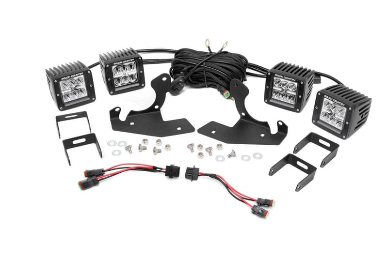 RC LED Light Kit | Fog | 2" Black Pairs x2 | White DRL | Chevy Silverado 1500/2500HD/3500HD 2WD/4WD (manufacturer page)