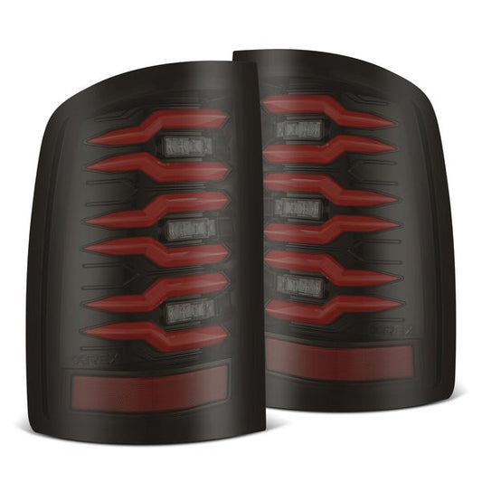 AlphaRex (LUXX-Series) 2007-2013 GMC Sierra 1500/2007-2014 Sierra 2500HD/3500HD LED Tail Lights - Black Red - Tail Lights (Image 1 of 6)