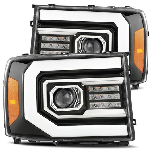 AlphaRex (LUXX-Series) 2007-2013 GMC Sierra LED Projector Headlights - Jet Black - Headlights (Image 1 of 6)