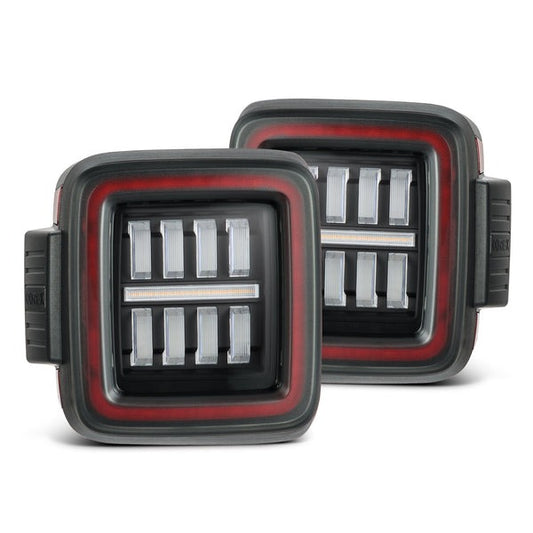 AlphaRex (NOVA-Series) 2018-2023 Jeep Wrangler JL Prismatic LED Tail Lights - Black Red - Tail Lights (Image 1 of 6)