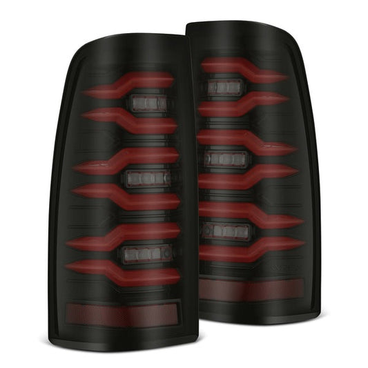 AlphaRex (LUXX-Series) 1999-2006 Chevrolet Silverado/GMC Sierra LED Tail Lights - Black Red - Tail Lights (Image 1 of 6)