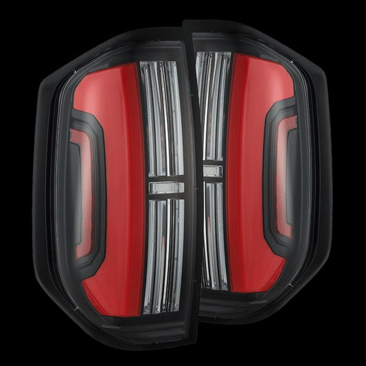 AlphaRex (NOVA-Series) 2014-2021 Toyota Tundra Prismatic LED Tail Lights - Black-Red - Tail Lights (Image 1 of 6)