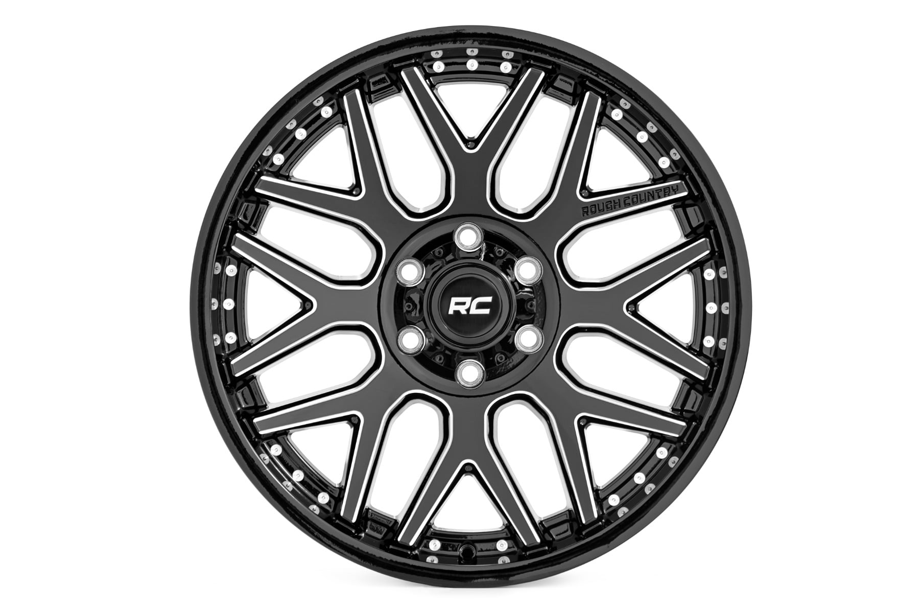 Rough Country 95 Series Wheel | Machined One-Piece | Gloss Black | 20x10 | 6x5.5 | -25mm - RC Wheels (Image 2 of 2)