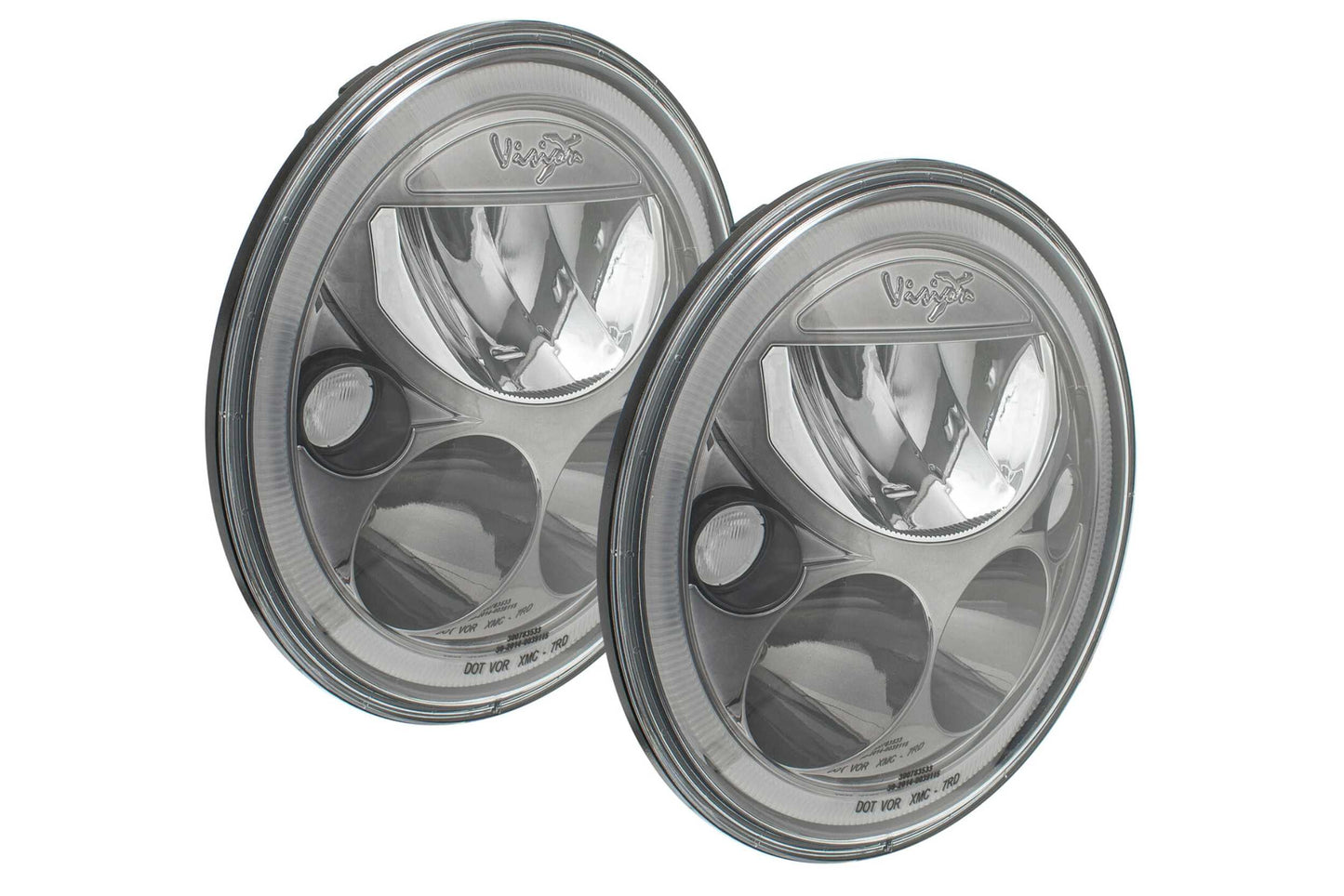 Vision X LED Headlights: Jeep Wrangler JK (07-16) (Set / 7in Round / Chrome / Amber Halo) - Headlights (Sealed Beam) (Image 1 of 6)