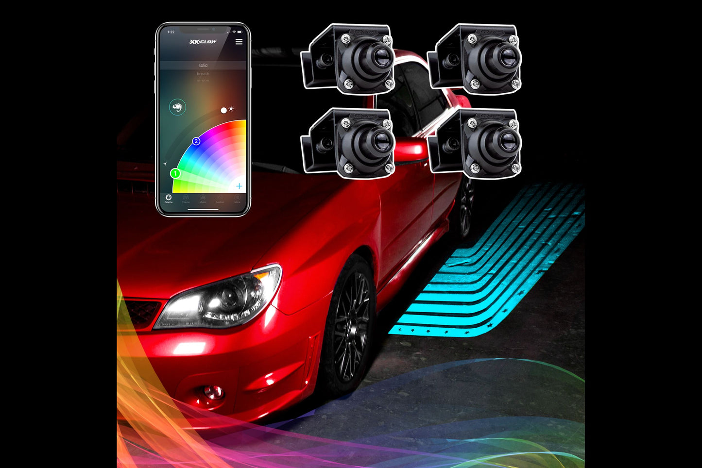 XKGlow CurbFX Projector Accent Lights: Angel Wing (Pair) - LED Accessory (Image 2 of 6)