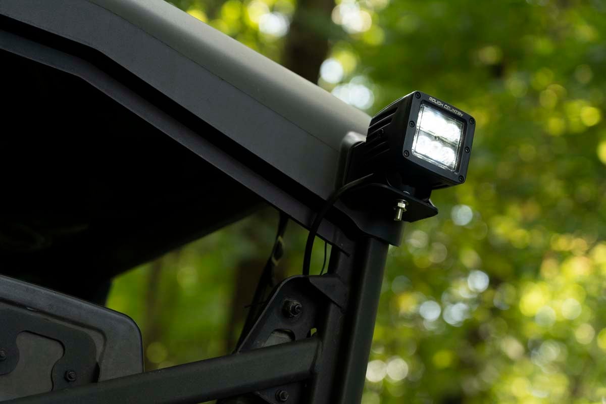 RC LED Light | Rear Cab Mount | 3" Chrome Pair | Wide Angle | Can-Am Defender HD 5/HD 8/HD 9/HD 10 (manufacturer page)