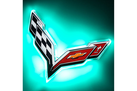 Oracle LED Emblem Kit: Corvette C7 (Rear / Aqua) - LED Accessory (Image 1 of 5)