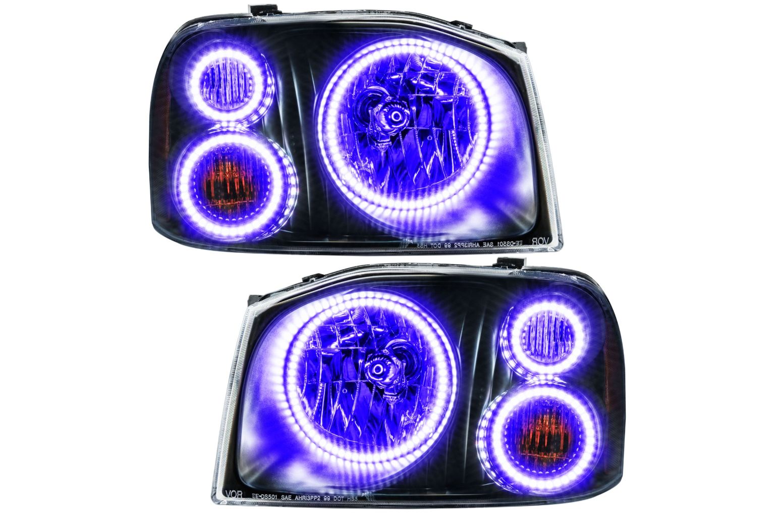 Oracle LED Halo Headlights: 01-04 Nissan Frontier (Triple Halo / UV/Purple SMD Single Color) - Headlights