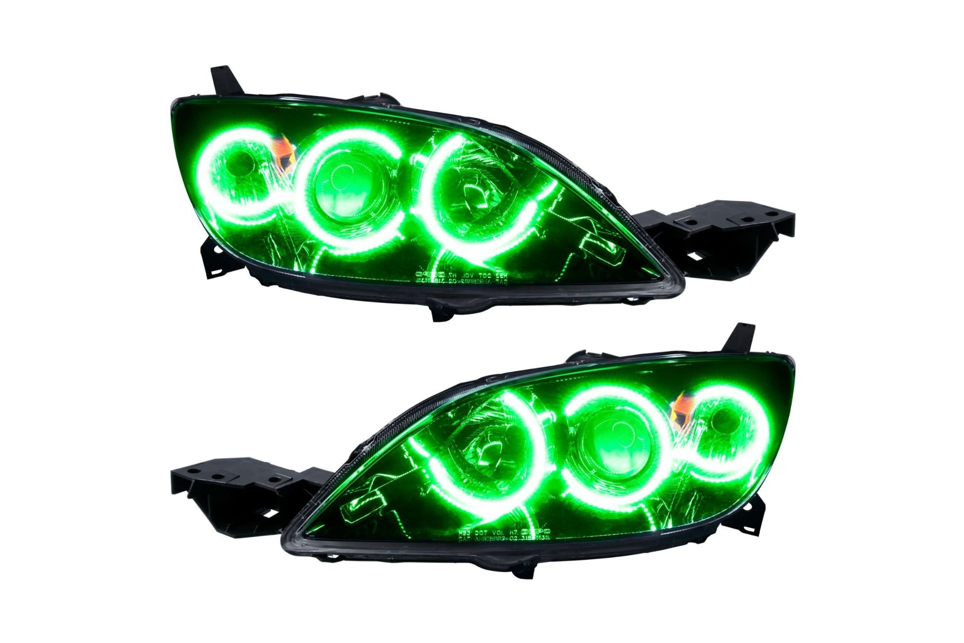 Oracle LED Halo Headlights: 04-09 Mazda 3 Hatch w/o OEM HID (Green SMD Single Color) - Headlights