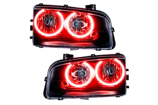 Oracle LED Halo Headlights: 05-10 Dodge Charger w/o OEM HID (Red SMD Single Color) - Headlights (Image 1 of 5)