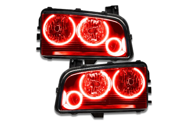 Oracle LED Halo Headlights: 05-10 Dodge Charger w/o OEM HID (Triple Halo / Red SMD Single Color) - Headlights (Image 1 of 5)