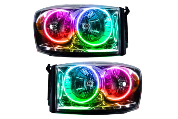 Oracle LED Halo Headlights: 07-08 Dodge Ram (Chrome / ColorShift RGB / BC1 Controller) - Headlights (Image 1 of 2)