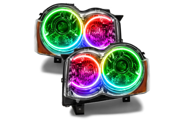 Oracle LED Halo Headlights: 08-10 Jeep Grand Cherokee w/ OEM HID (ColorShift RGB / No Controller) - Headlights