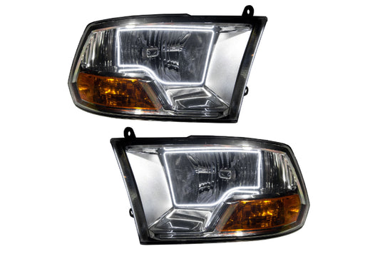 Oracle LED Halo Headlights: 09-12 Dodge Ram Non-Sport (Chrome / White SMD Single Color) - Headlights