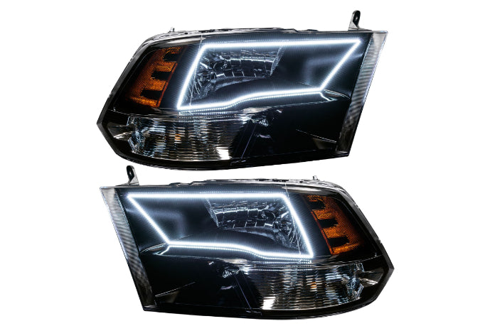 Oracle LED Halo Headlights: 09-17 Dodge Ram w/ Quad Headlights (Black / White SMD Single Color) - Headlights