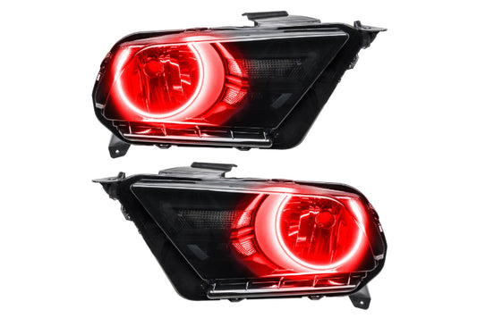 Oracle LED Halo Headlights: 10-12 Ford Mustang w/o OEM HID (Red SMD Single Color) - Headlights