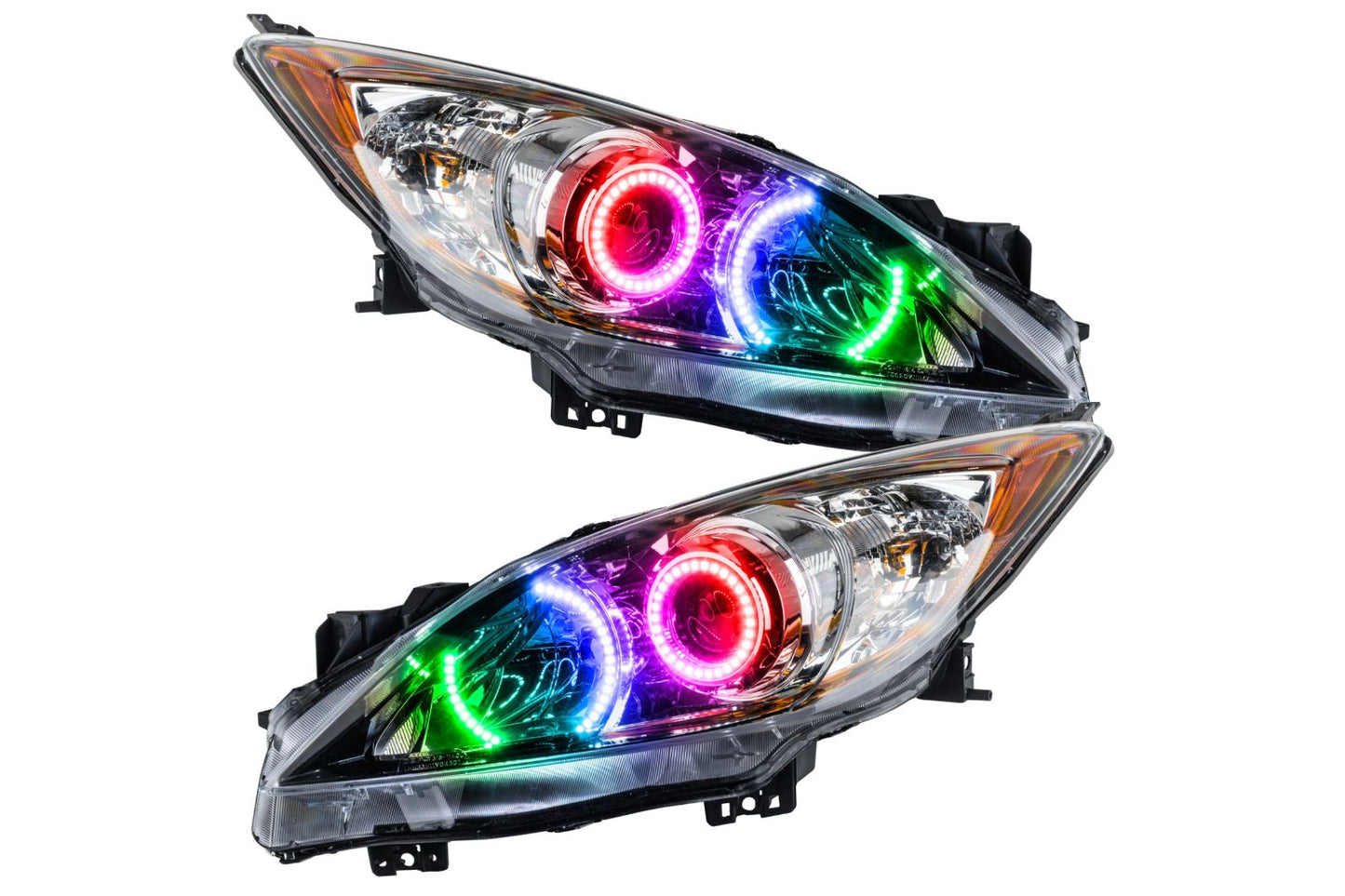 Oracle LED Halo Headlights: 10-13 Mazda 3 w/o OEM HID (ColorShift RGB / No Controller) - Headlights