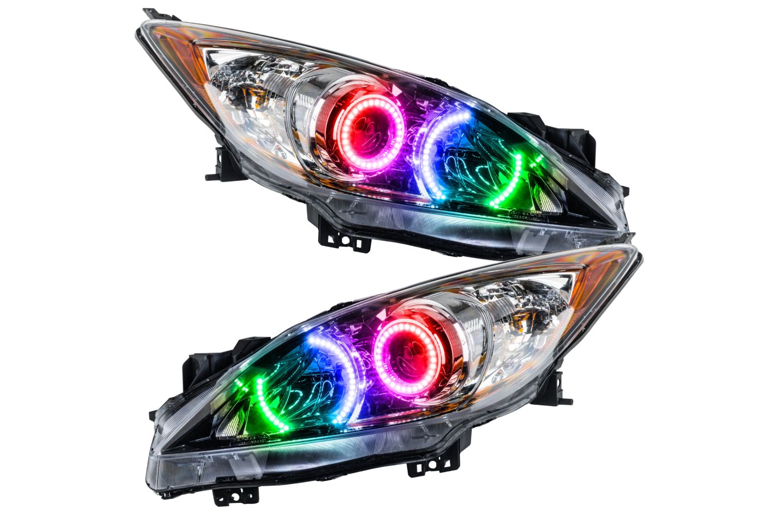 Oracle LED Halo Headlights: 10-13 Mazda 3 w/o OEM HID (ColorShift RGB / No Controller) - Headlights