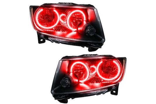 Oracle LED Halo Headlights: 11-13 Jeep Grand Cherokee w/o OEM HID (Red SMD Single Color) - Headlights (Image 1 of 5)