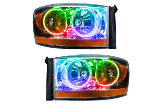 Oracle LED Halo Headlights: 2006 Dodge Ram (Chrome / ColorShift RGB / No Controller) - Headlights