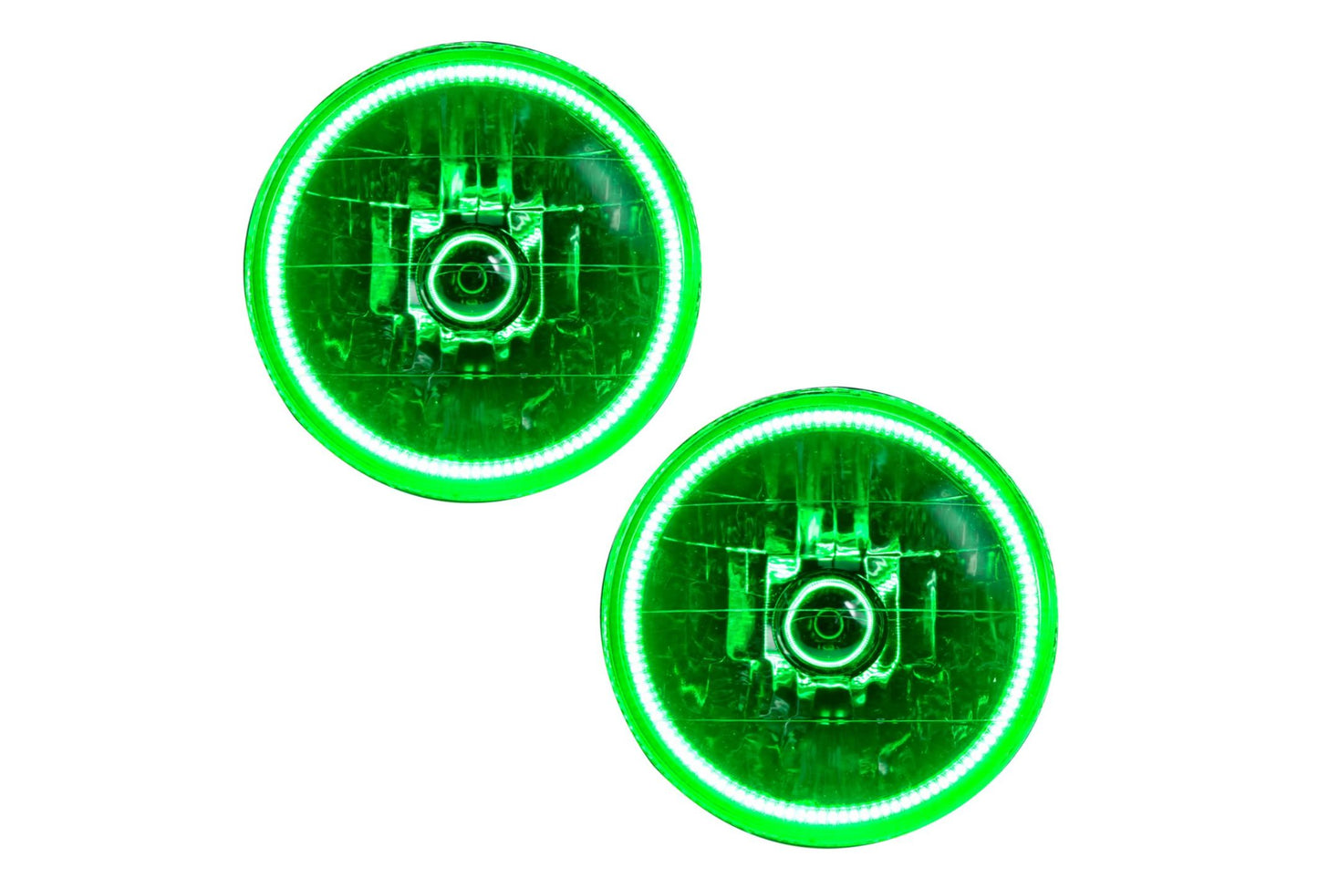 Oracle LED Halo Headlights: 97-06 Jeep Wrangler TJ (Green SMD Single Color) - Headlights