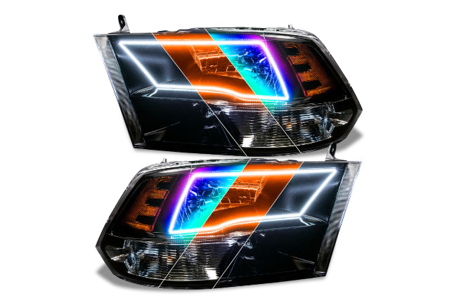 Oracle LED Halo Kit: 09-18 Dodge Ram w/ Quad Headlights (ColorShift RGB + Turns / RF Controller) - LED Halos/Strips (Image 2 of 3)