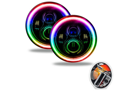 Oracle LED Headlights: Black / ColorShift RGB / No Controller (Pair) - Headlights (Sealed Beam)