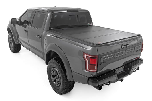 Rough Country 49221550 Hard Tri-Fold Flip Up Bed Cover | 5'7" Bed | Ford F-150 (21-26)/F-150 Lightning (22-26)