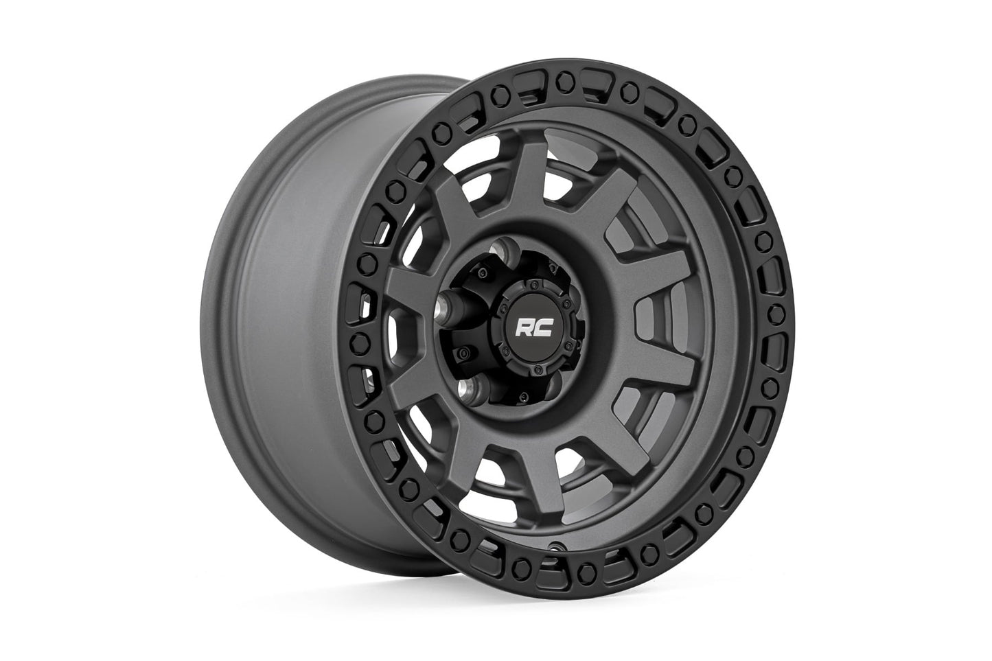 Rough Country 85 Series Wheel | One-Piece | Gunmetal Gray/Black | 15x8 | 5x4.5 | -19mm - RC Wheels (Image 4 of 6)