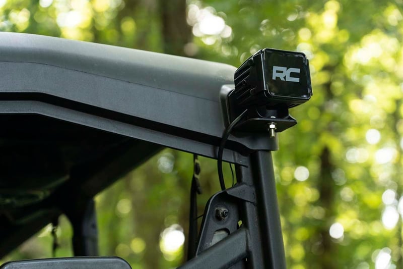 RC LED Light | Rear Cab Mount | 3" Chrome Pair | Wide Angle | Can-Am Defender HD 5/HD 8/HD 9/HD 10 (manufacturer page)