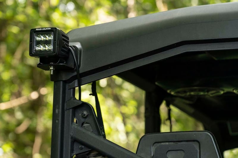 RC LED Light | Rear Cab Mount | 3" Chrome Pair | Wide Angle | Can-Am Defender HD 5/HD 8/HD 9/HD 10 (manufacturer page)