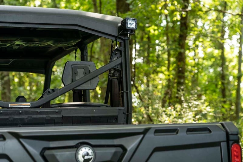 RC LED Light | Rear Cab Mount | 3" Chrome Pair | Wide Angle | Can-Am Defender HD 5/HD 8/HD 9/HD 10 (manufacturer page)