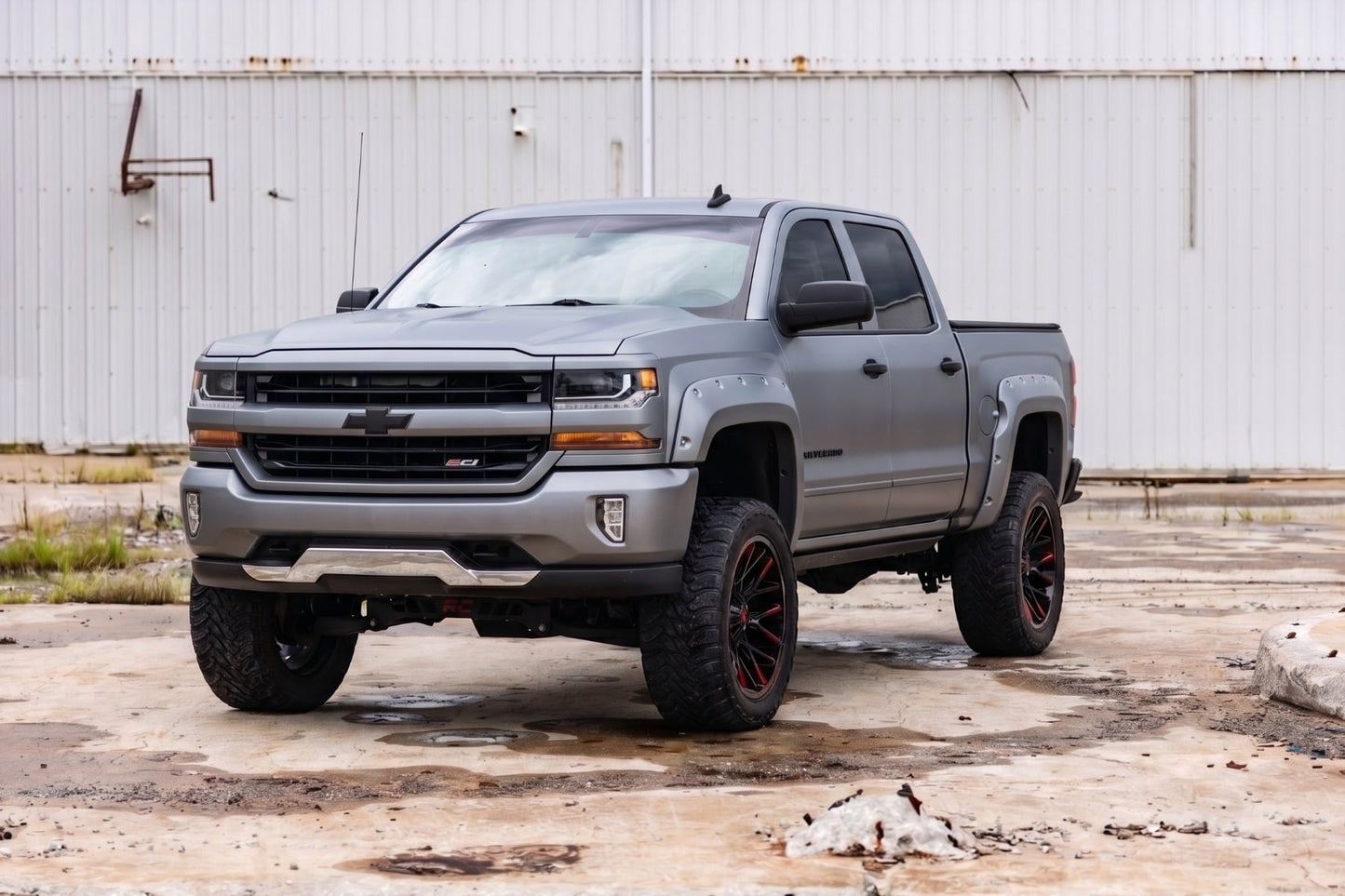 Pocket Fender Flares | 6'7" & 8' Bed | G9K Satin Steel | Chevy Silverado 1500 (14-18)/2500HD - Fender Flares (Image 4 of 6)