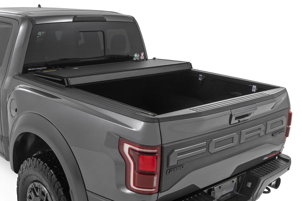 49221550 Rough Countrry Hard Tri-Fold Flip Up Bed Cover Ford F-150 (21-26)/F-150 Lightning (22-26)