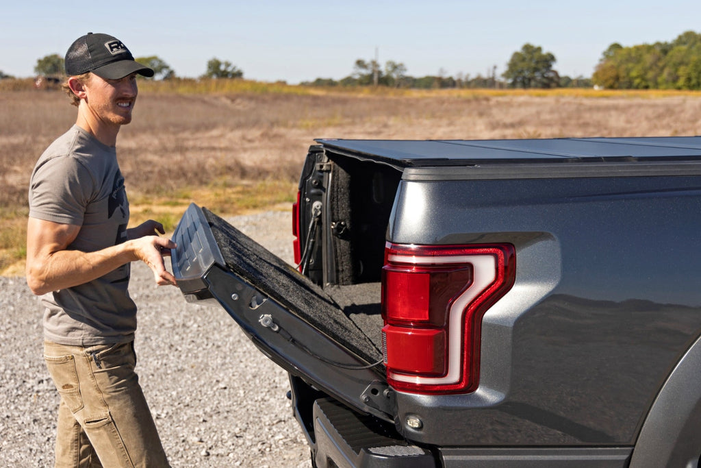 49221550 Rough Countrry Hard Tri-Fold Flip Up Bed Cover Ford F-150 (21-26)/F-150 Lightning (22-26)
