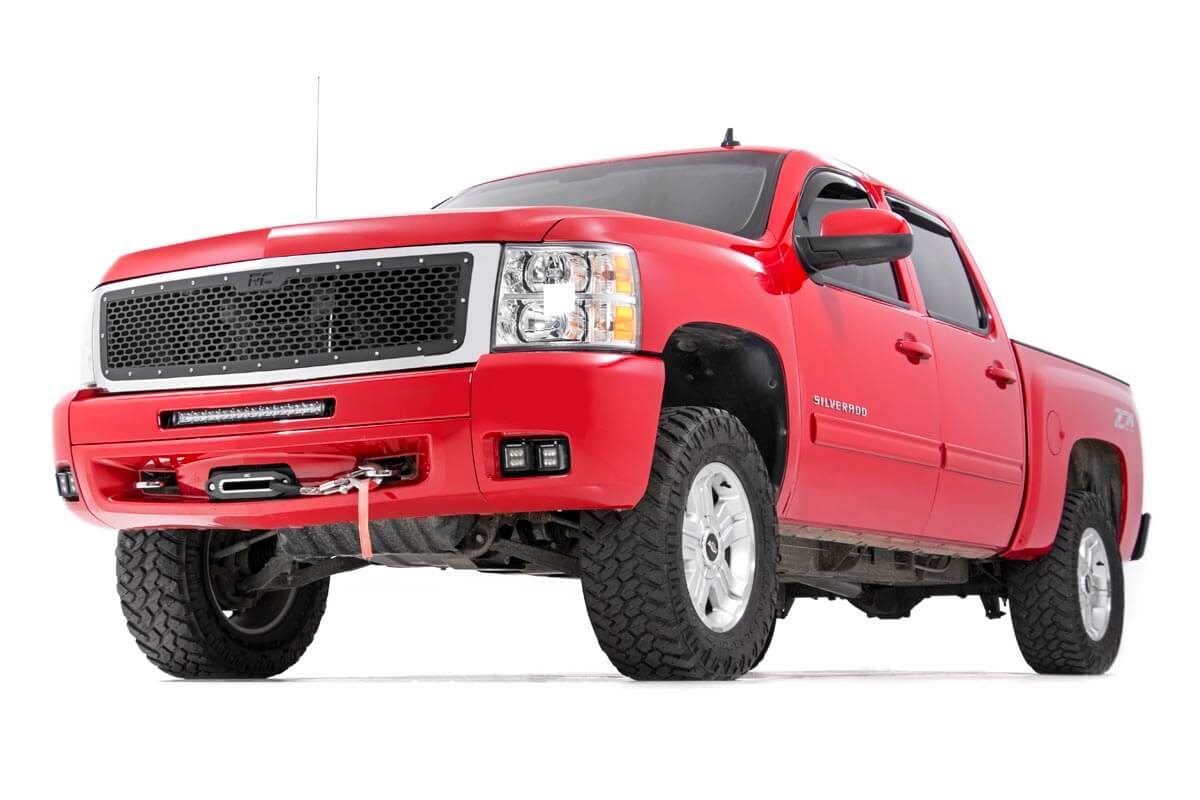 RC LED Light Kit | Fog | 2" Black Pairs x2 | White DRL | Chevy Silverado 1500/2500HD/3500HD 2WD/4WD (manufacturer page)