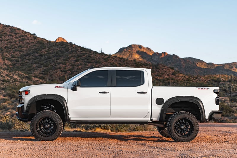 RC Defender Fender Flares | GB8 Mosaic Black | Chevy Silverado 1500 (19-26) (manufacturer page)