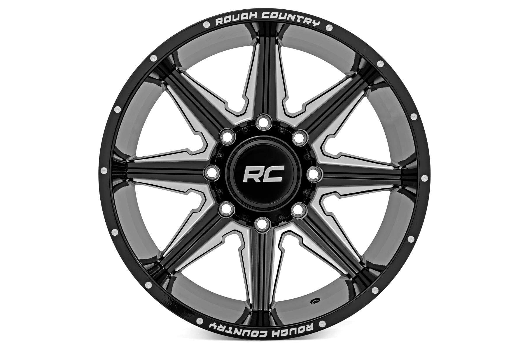 Rough Country 91M Series Wheel | One-Piece | Gloss Black | 20x12 | 6x5.5 | -44mm - RC Wheels (Image 2 of 6)