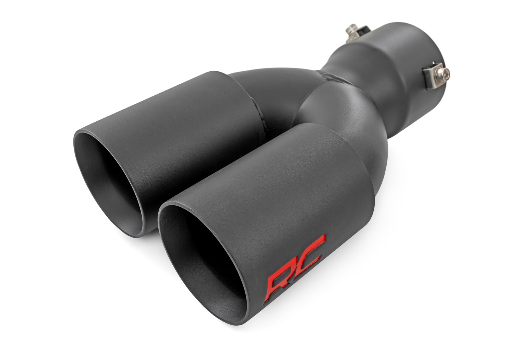 Exhaust Tip | Black | Red RC Logo | 2.5-3 Inch Pipe Single Inlet | Dual Outlet - Performance (Image 1 of 5)