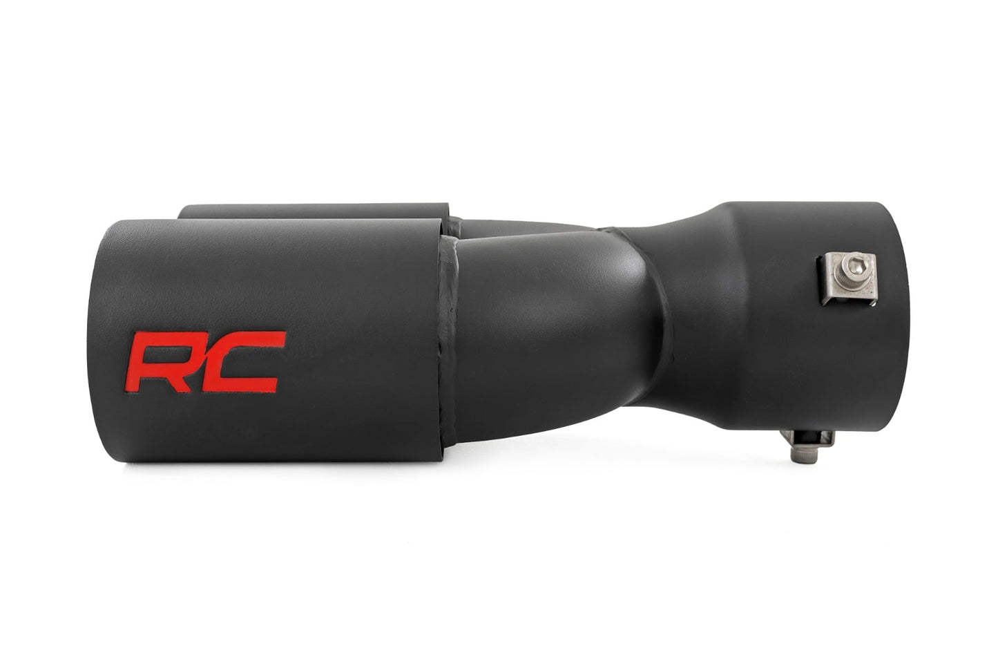Exhaust Tip | Black | Red RC Logo | 2.5-3 Inch Pipe Single Inlet | Dual Outlet - Performance (Image 2 of 5)