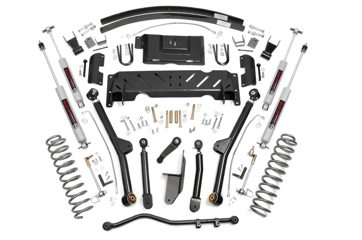 RC 4.5 Inch Lift Kit | Long Arm | RR Leafs | NP242 | Jeep Cherokee XJ 4WD (84-01) (manufacturer page)